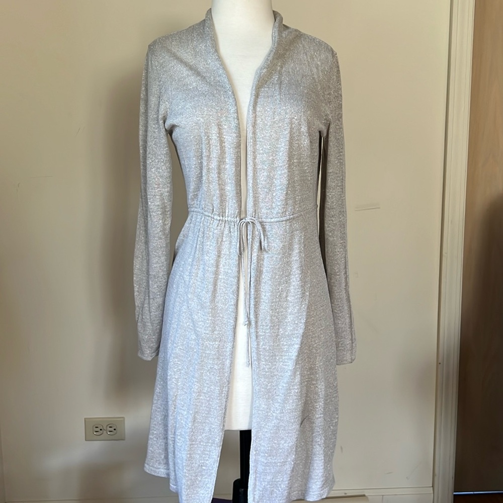EILEEN FISHER Women’s Beige Lightweight Long Cardigan with Front Tie Size M